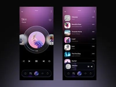 Zwei Smartphones zeigen eine Musik-App mit laufender Songwiedergabe
